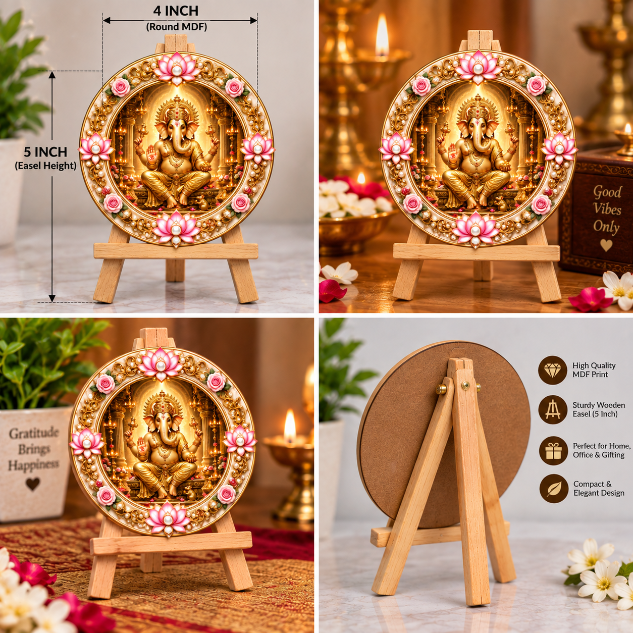 Lord Ganesha Decorative Round Acrylic Stand |