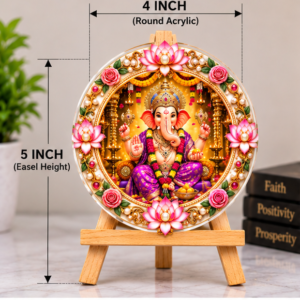 Lord Ganesha Decorative Round Acrylic Stand |