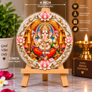 Lord Ganesha Decorative Round Acrylic Stand