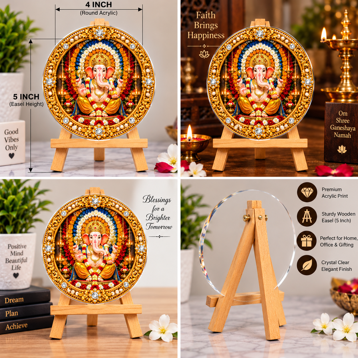 Lord Ganesha Decorative Round Acrylic Stand |
