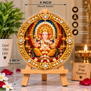 Lord Ganesha Decorative Round Acrylic Stand |