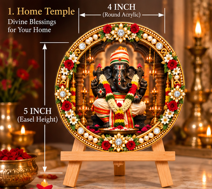 Lord Ganesha Decorative Round Acrylic Stand