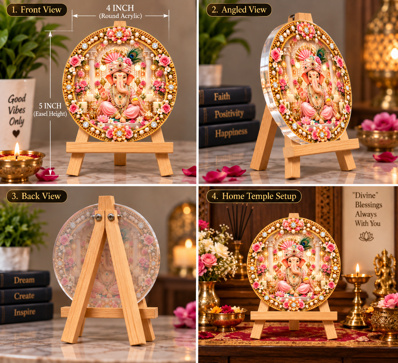 Lord Ganesha Decorative Round Acrylic Stand