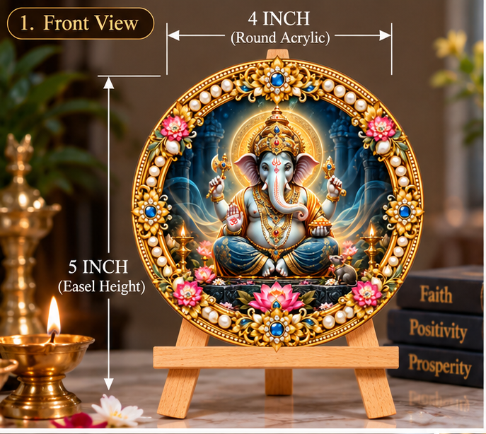 Lord Ganesha Decorative Round Acrylic Stand