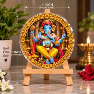 Lord Ganesha Decorative Round Acrylic Stand