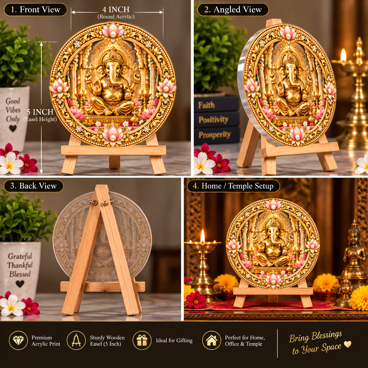 Lord Ganesha Decorative Round Acrylic MDF Stand |