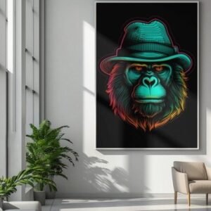 Neon Gorilla Fedora Art