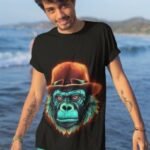 Neon Cyberpunk Gorilla in Fedora