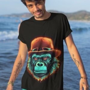 Neon Cyberpunk Gorilla in Fedora