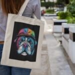 Neon Bulldog in Baseball Cap