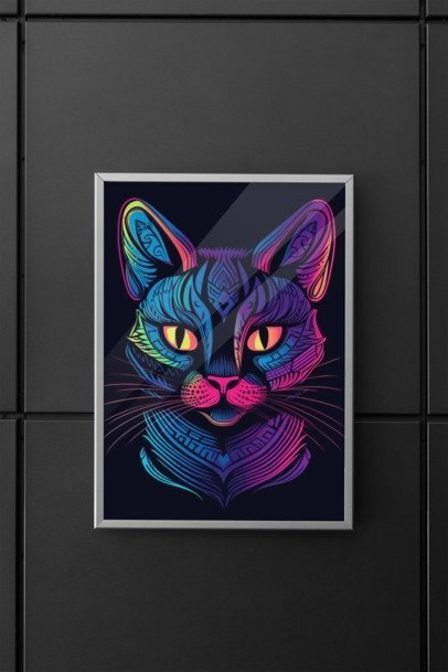 Boho Neon Cat