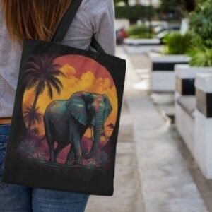 Elephant Jungle Sunset Wall Art