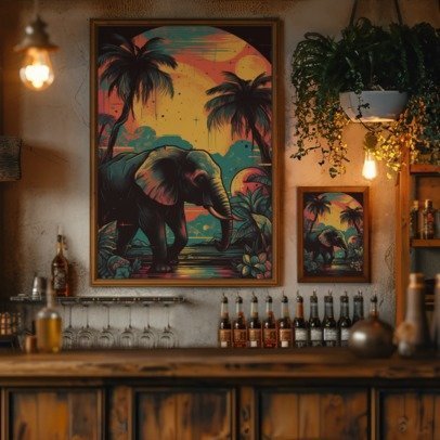 Majestic Elephant Tropical Sunset