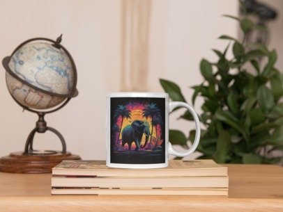 Majestic Elephant Neon Sunset